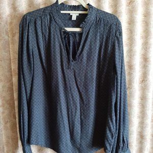 Navy print Hinge popover blouse size Large
